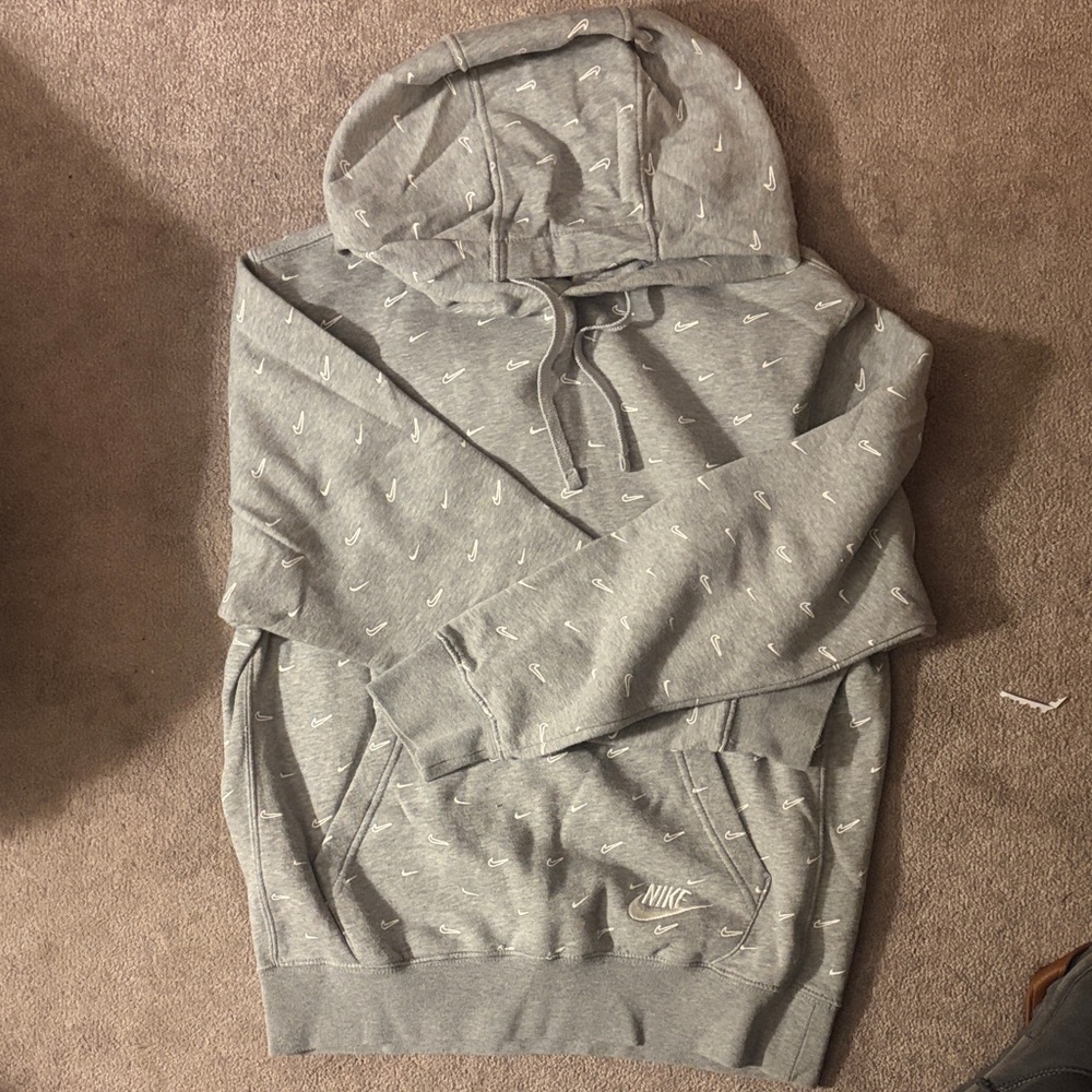 Nike Gray Hoodie with Subtle Logo Accents